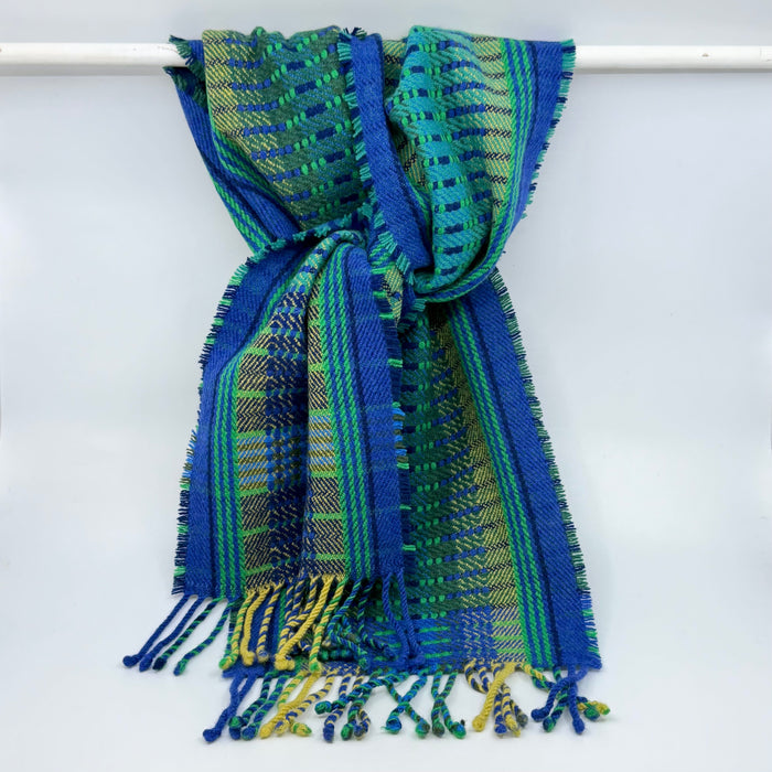 'Peacock' Handwoven Lambswool Scarf (HF001)