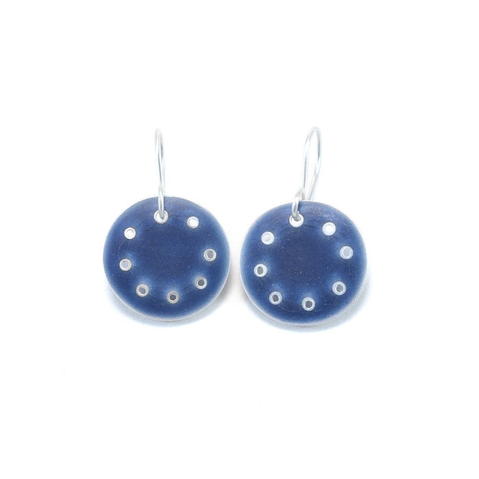 Earrings, 'Honesty' series, grey blue, matt, silver, (FH489A)
