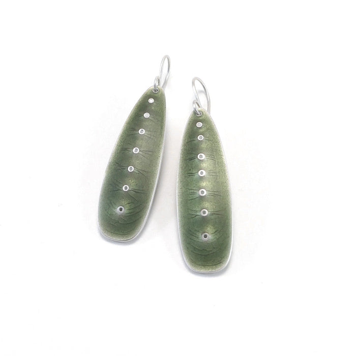 Earrings, blunt lozenge, transparent green (FH487B)