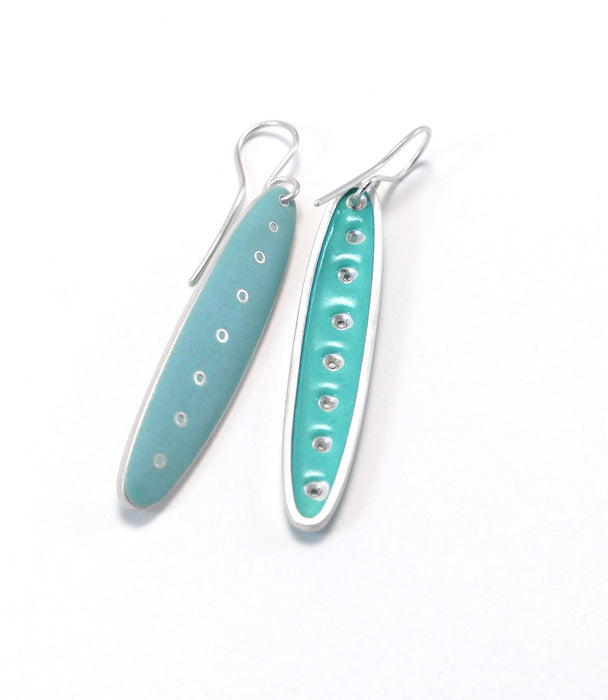 Earrings, long slender lozenge, turquoise (FH456F)