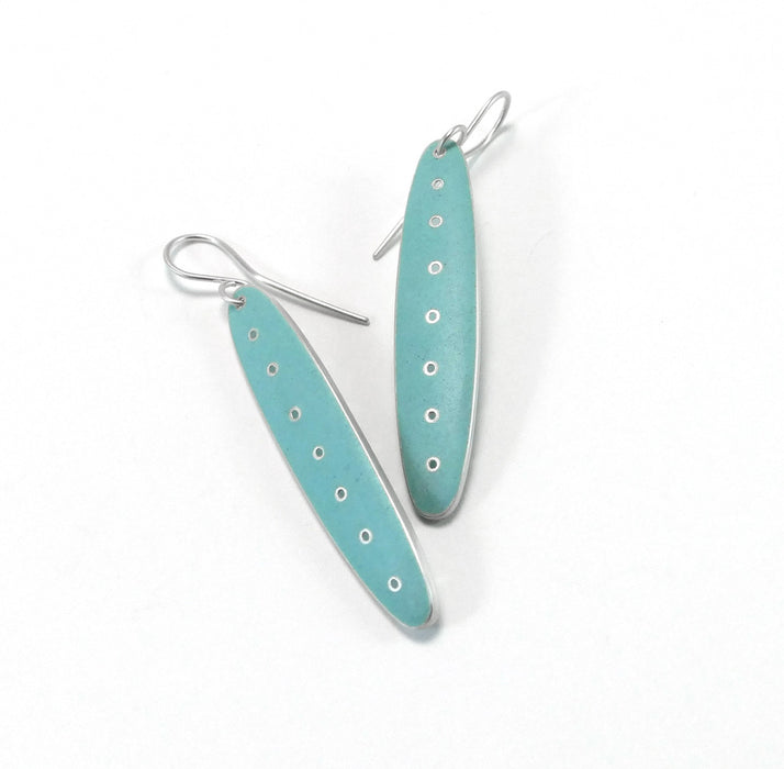 Earrings, long slender lozenge, turquoise (FH456F)