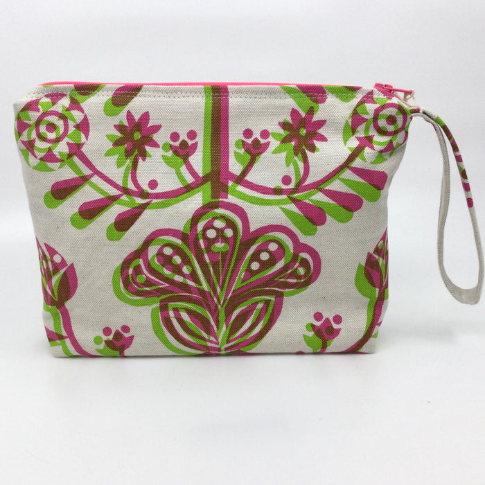 'Fiesta' clutch bag , Pink/Lime with neon pink zip (KC68B)