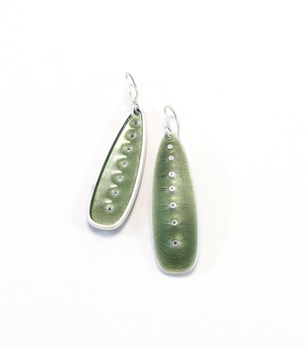 Earrings, blunt lozenge, transparent green (FH487B)