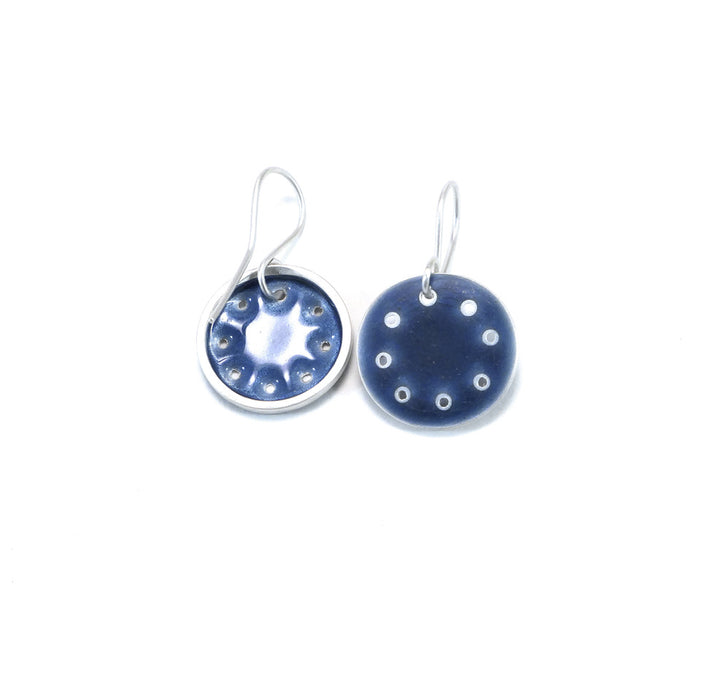 Earrings, 'Honesty' series, grey blue, matt, silver, (FH489A)