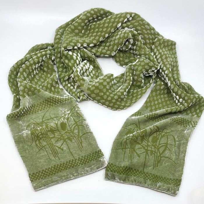 'Fritillary' Long Scarf, Olive (LL01B)