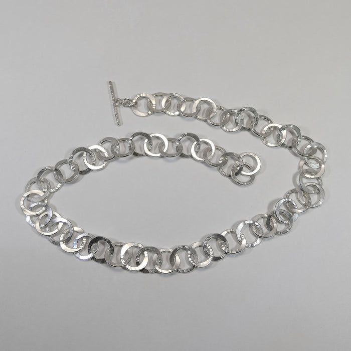 Hammered heavy link necklace (FH484B)