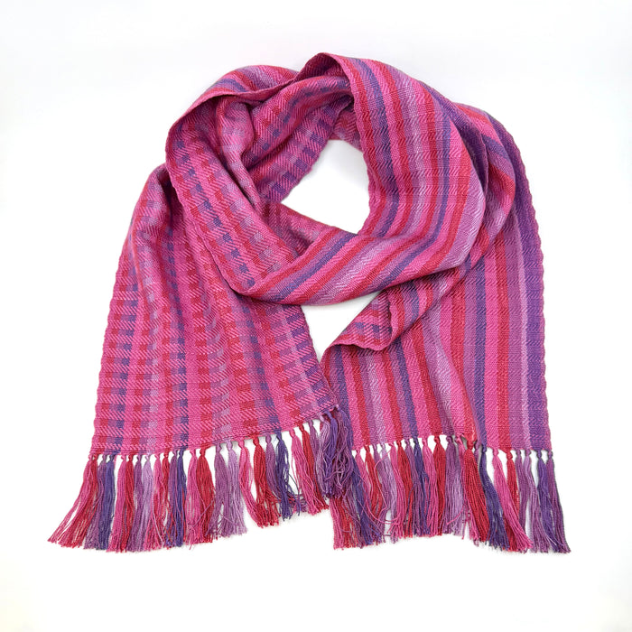 Handwoven Silk Scarf, Stripe and checks (SB58)