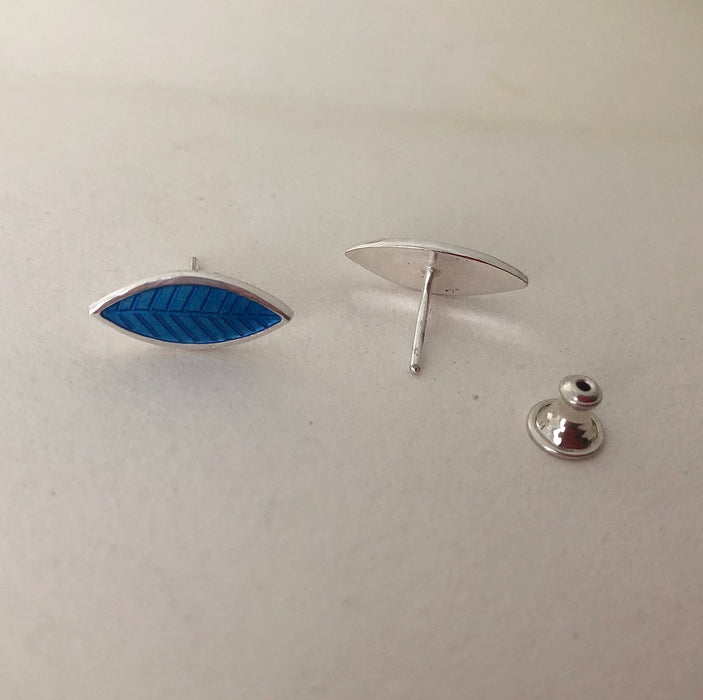 'Leaf' stud earrings, blue (HSL3B)