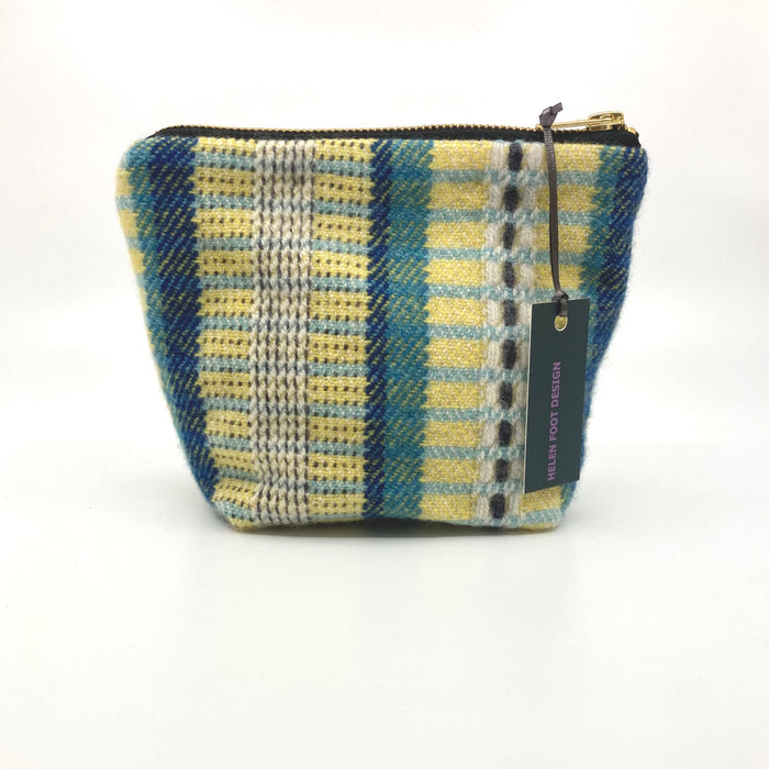 Handwoven Medium Pouch, teal/lemon (HF041B)