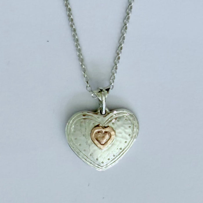 Silver and rose gold heart pendant (JI457)