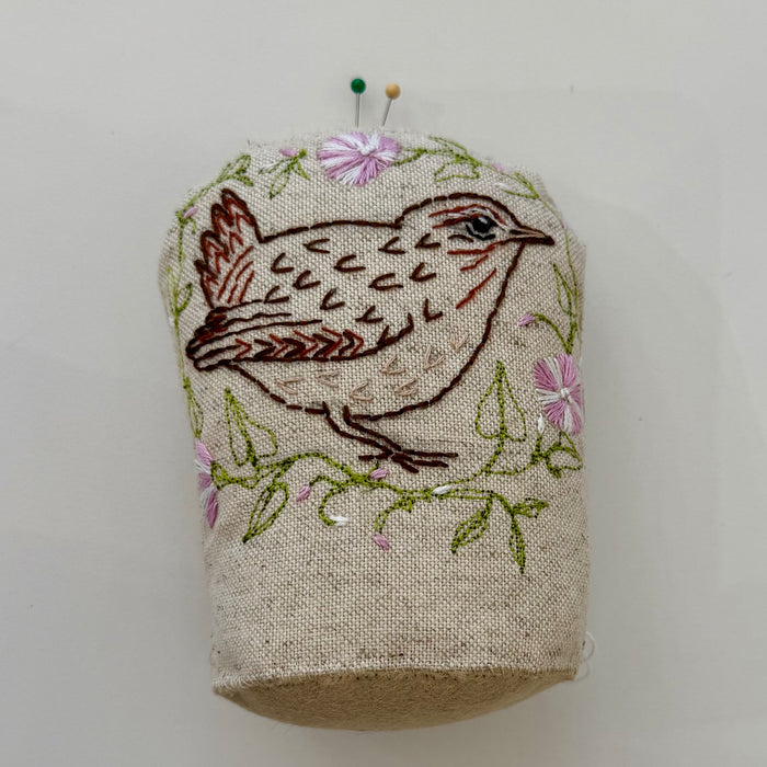Wren and Flowers Pin cushion (LW347)