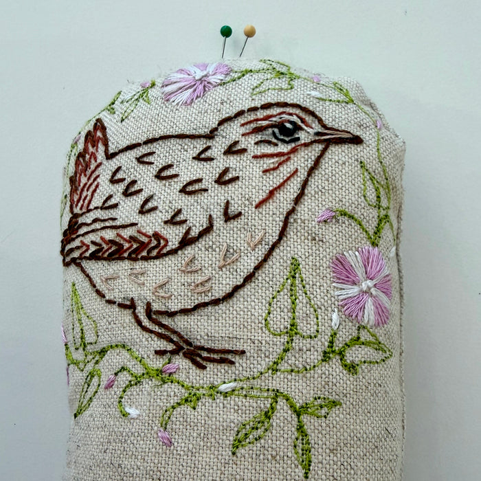 Wren and Flowers Pin cushion (LW347)