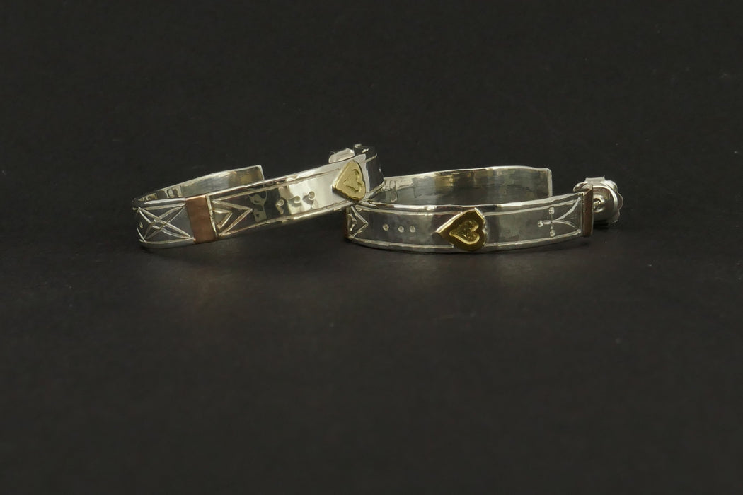 Sleepers, silver with 9ct and 18ct gold (JI171)
