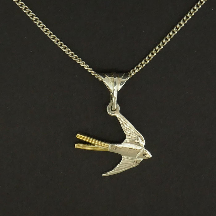 Swallow Pendant, silver and 18ct gold (JI176)