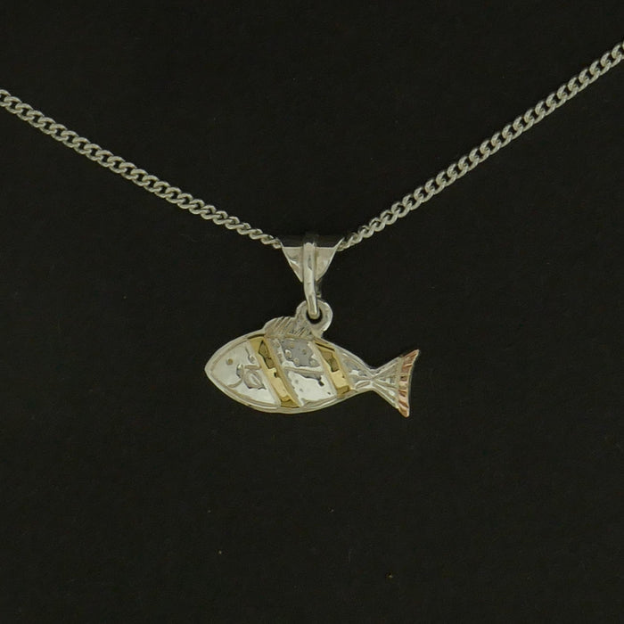 Fish Pendant, silver with 18ct and 9ct gold (JI235)