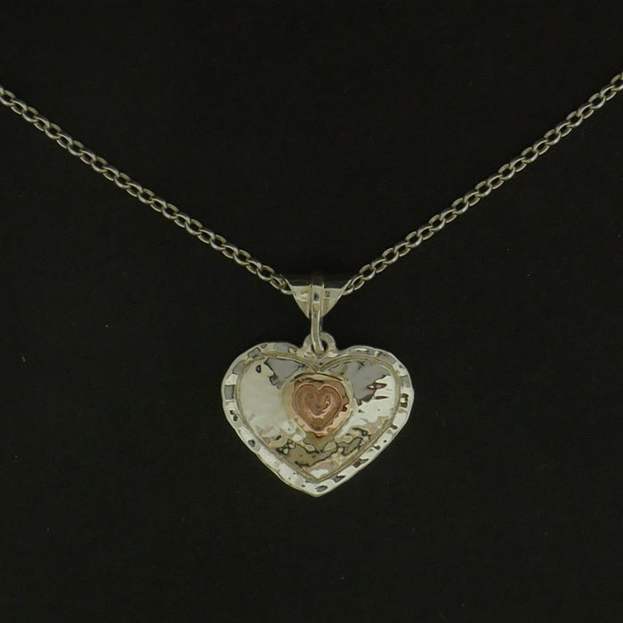 Heart Pendant, silver and 9ct gold (JI237)