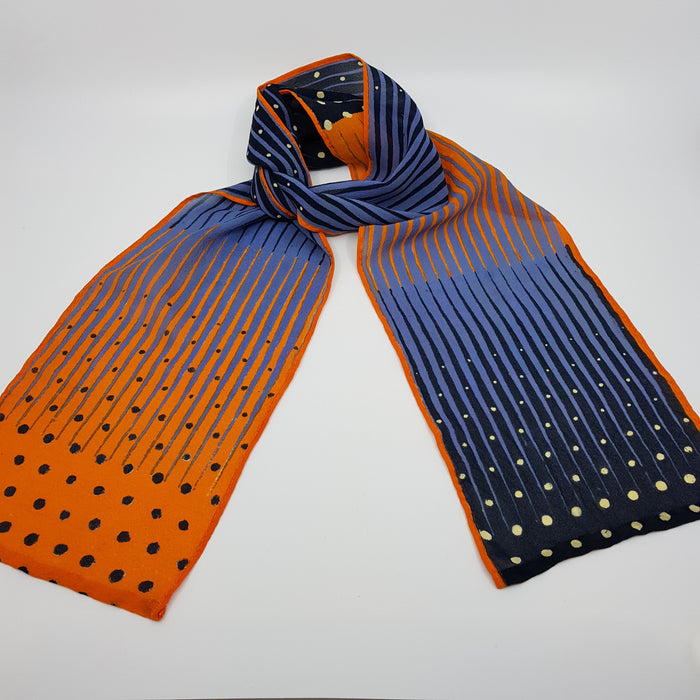 Narrow scarf, orange/purple/spots (JB33B)