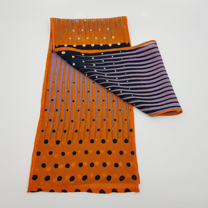 Narrow scarf, orange/purple/spots (JB33C)