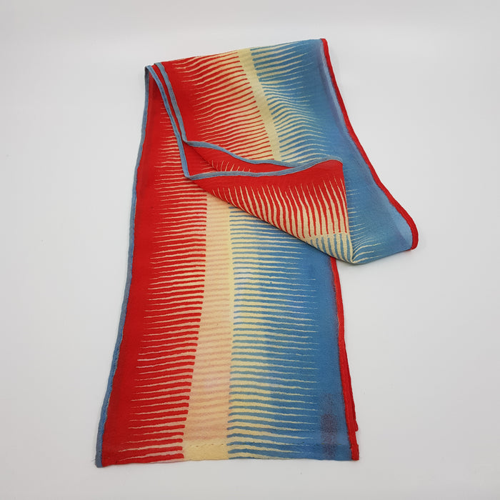 Narrow scarf, blue/red/cream (JB34B)