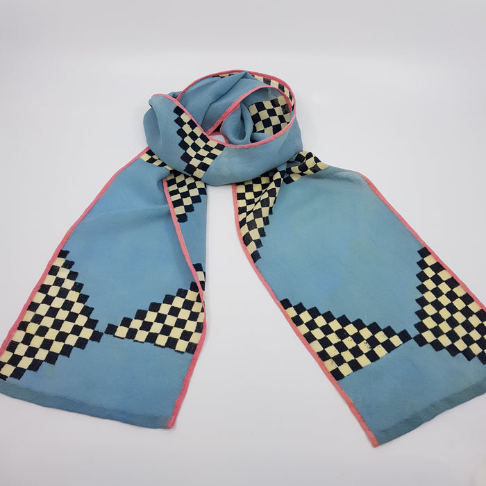 Narrow scarf, blue/cream/black (JB35)