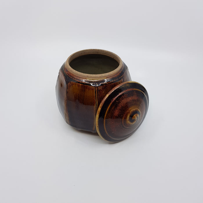 Cut Sided Tea Caddy, stoneware (JJ35)