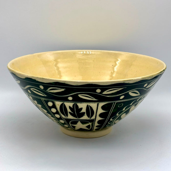 Large bowl, green engraved (AH832)