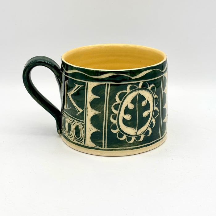 Large mug 'K', green engraved (AH834)
