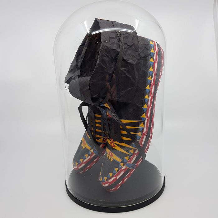 'Black Moccasins'  Paper Shoes in Glass Dome (LV37)