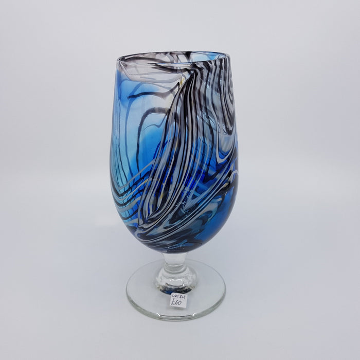 Feather Glass, mid blue and aqua (LOC312)
