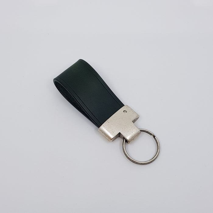Key Fob, green leather, matt nickel fitting (MAM14K)