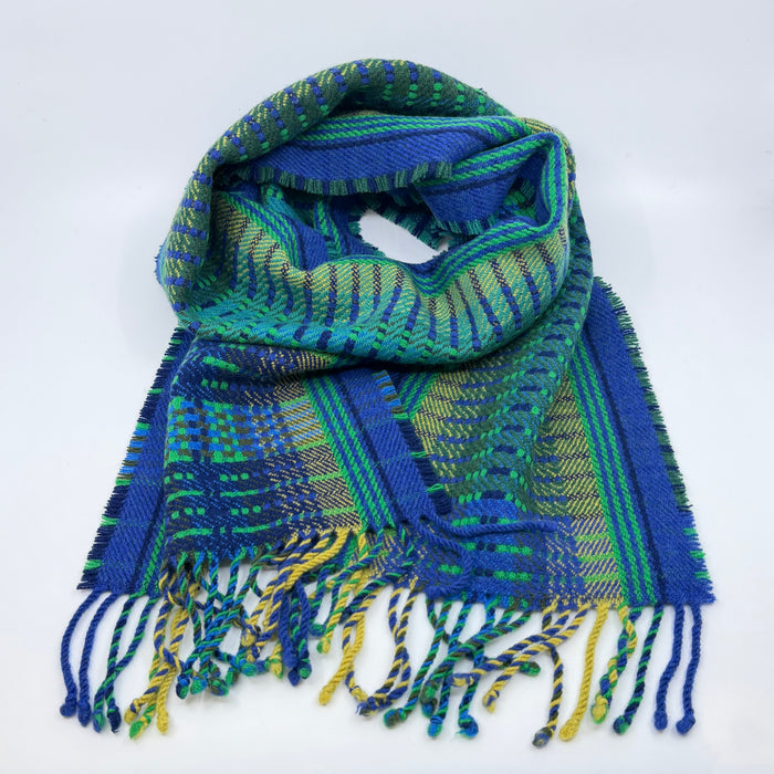 'Peacock' Handwoven Lambswool Scarf (HF001)