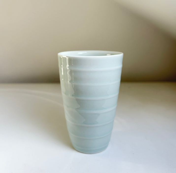 Small beaker vase with lines, celedon (RH37)