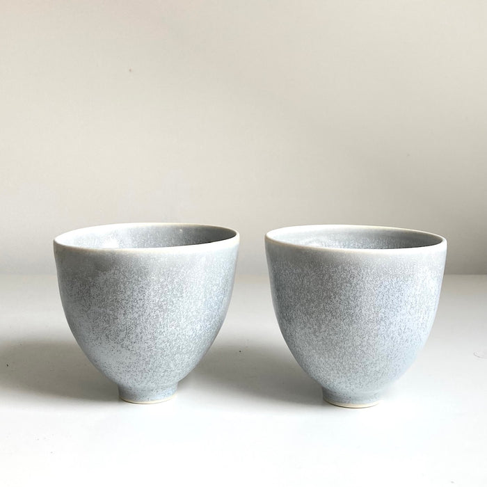 Pair of Cups, porcelain, speckled pale grey (RH21)