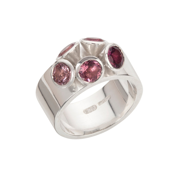 Posy Ring, silver with pink tourmalines (SJP109)