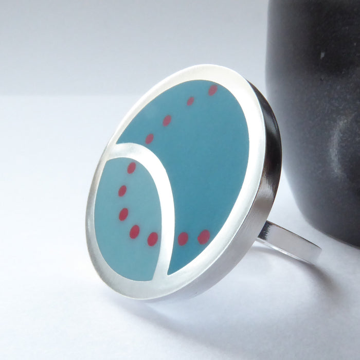 Curve Round Ring, teal/aqua/red (ST224)