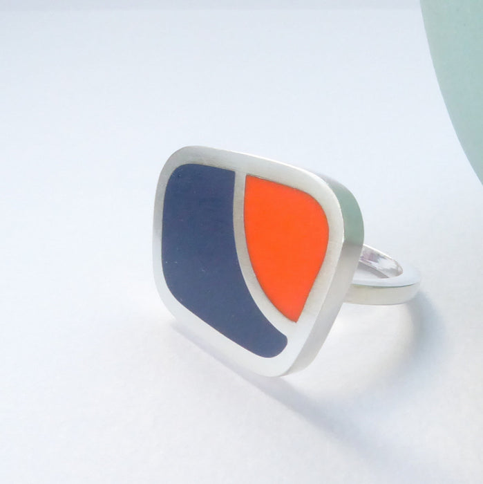 Orange/ink  Colourblock Corner Ring (ST240)