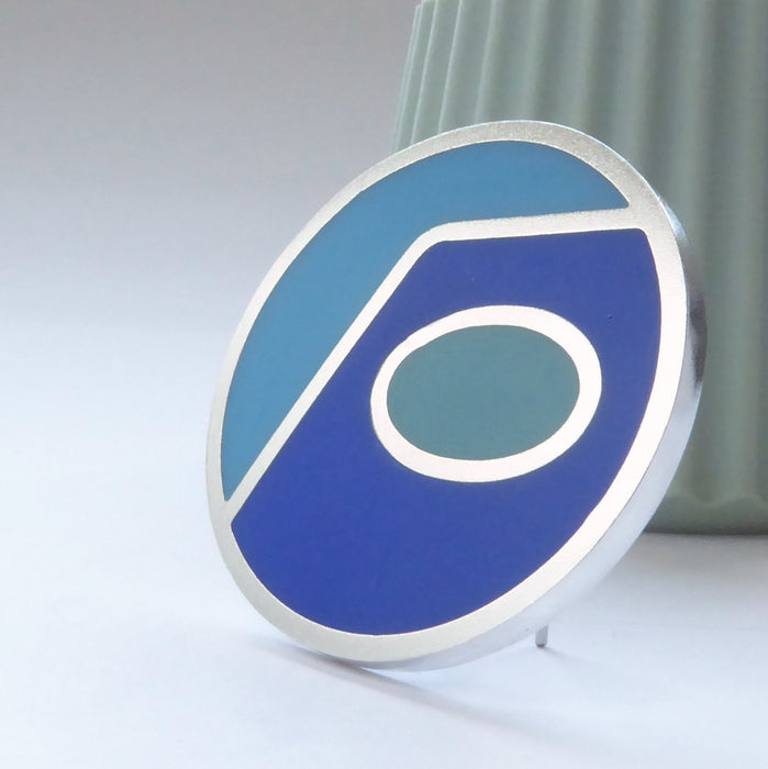 Round Colourblock Brooch, Teal/sapphire/aqua (ST343)