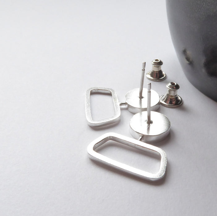 Sapphire Colourblock Rectangle Studs (ST355)