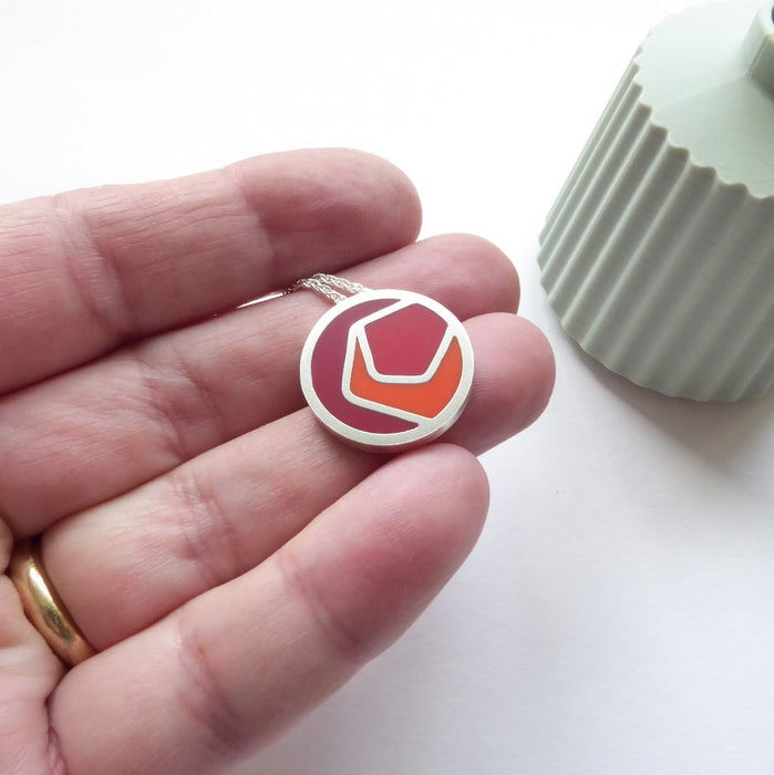 Small Rose Pendant burgundy/orange/red(ST386)