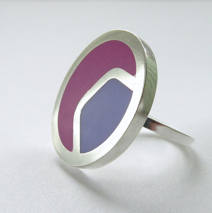 Colourblock Round Ring, Magenta/Lilac (ST271)