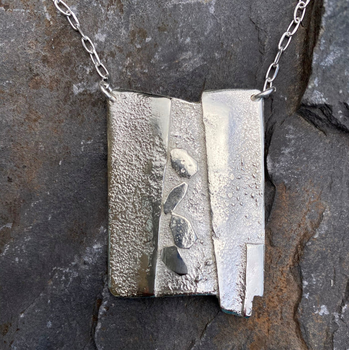 Rectangular pendant, floating leaves series, silver (UAP389)