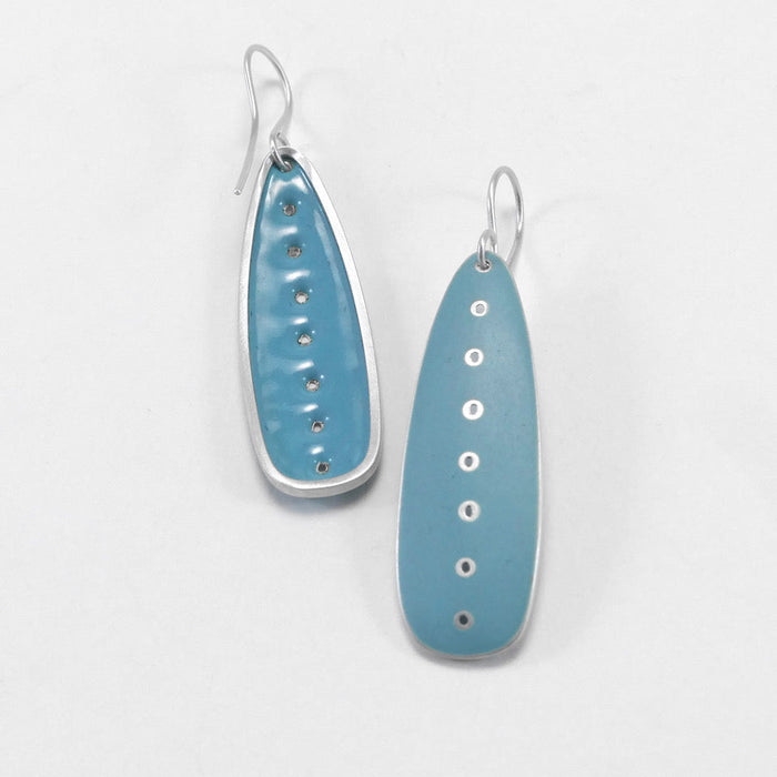 Earrings 'Honesty' series, turquoise , matt, slender, blunt  (FH456C)