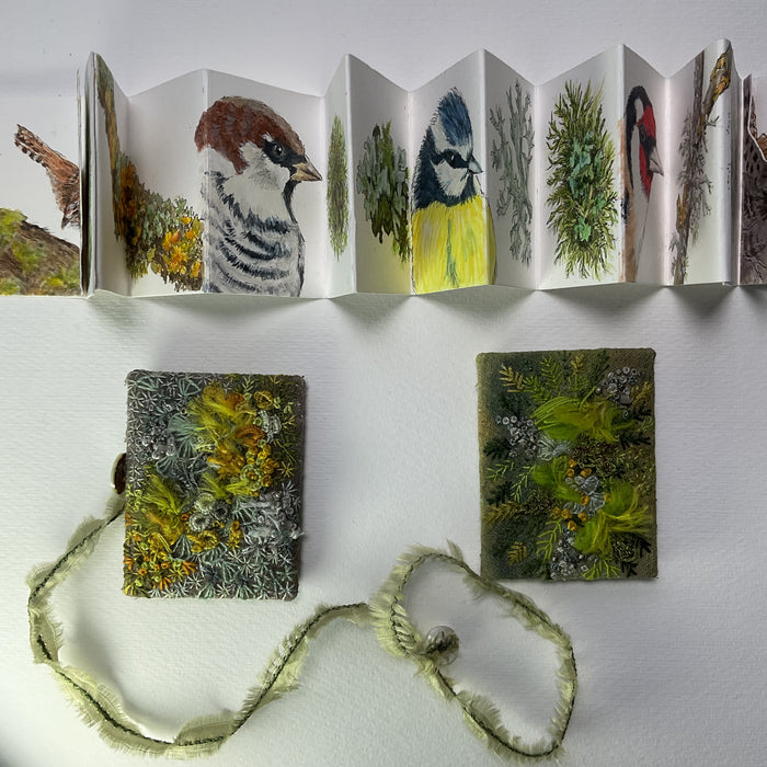 Birds and Lichen Concertina Book and Bag (LW312)