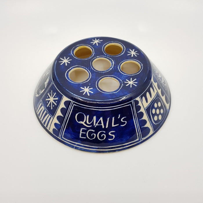 'Engraved' Quails Egg Stand, blue (AH619)