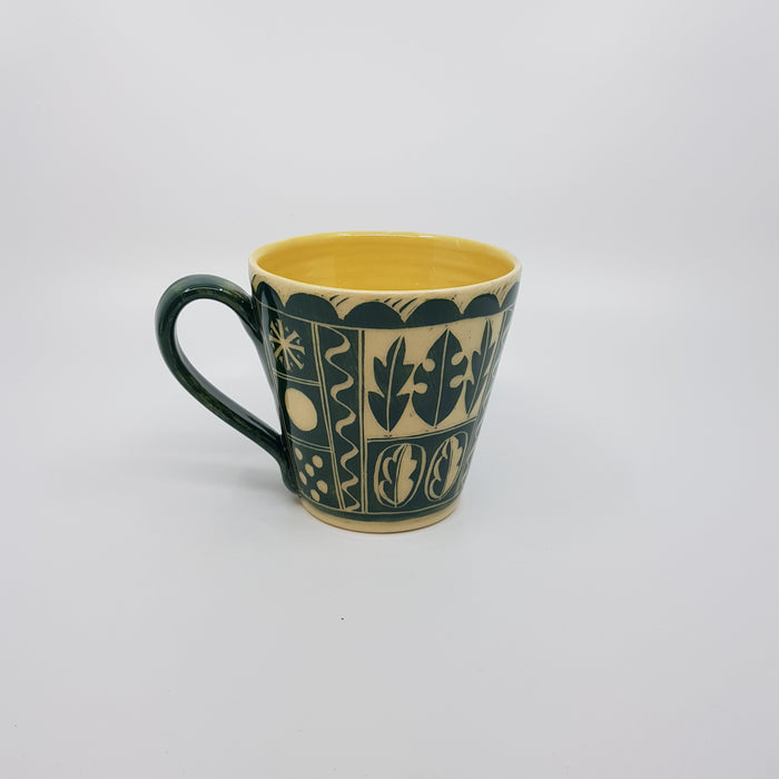 'Engraved' Flared mug, large, green (AH629A)