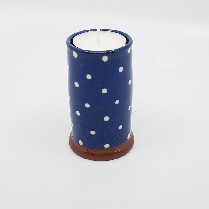 Tealight holder, blue polka dot (BW49)