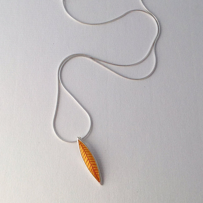 Long 'Leaf' pendant, orange (HSL5O)