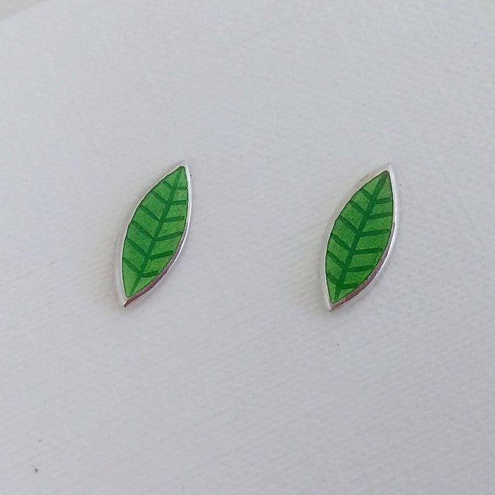 'Leaf' stud earrings, green (HSL3G)