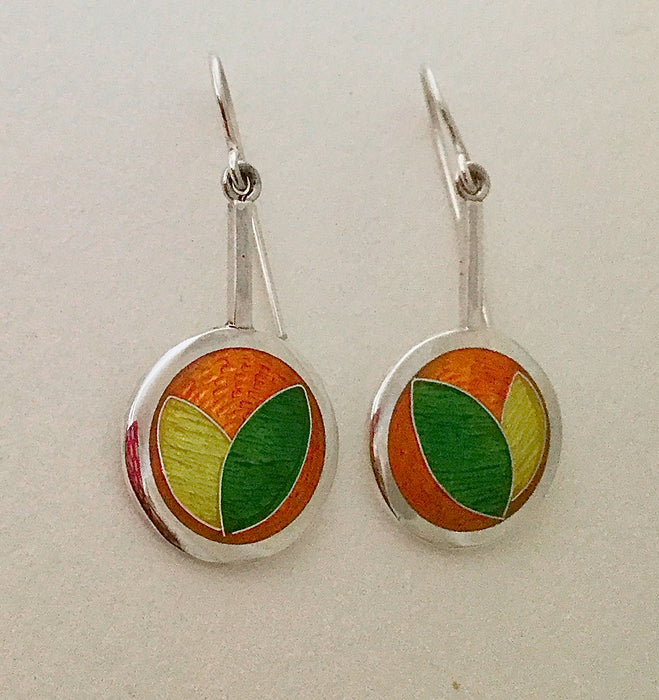 Round enamel orange drop earrings (HSL26)