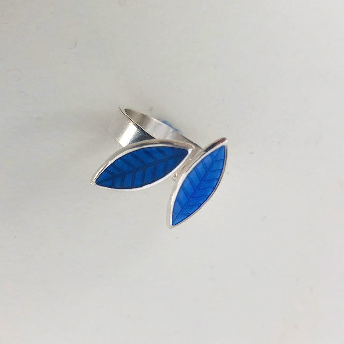 Ring with 2 Blue Leaves (HSL28)